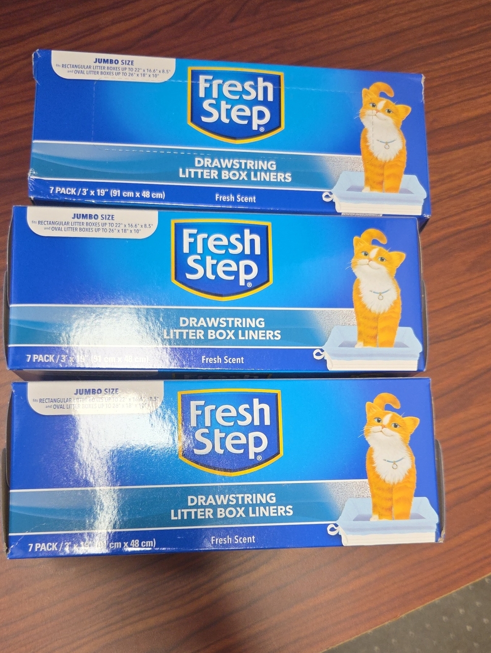 Lot Of 3 Drawstring Litter Box Liners - Blue (Fresh Scent)